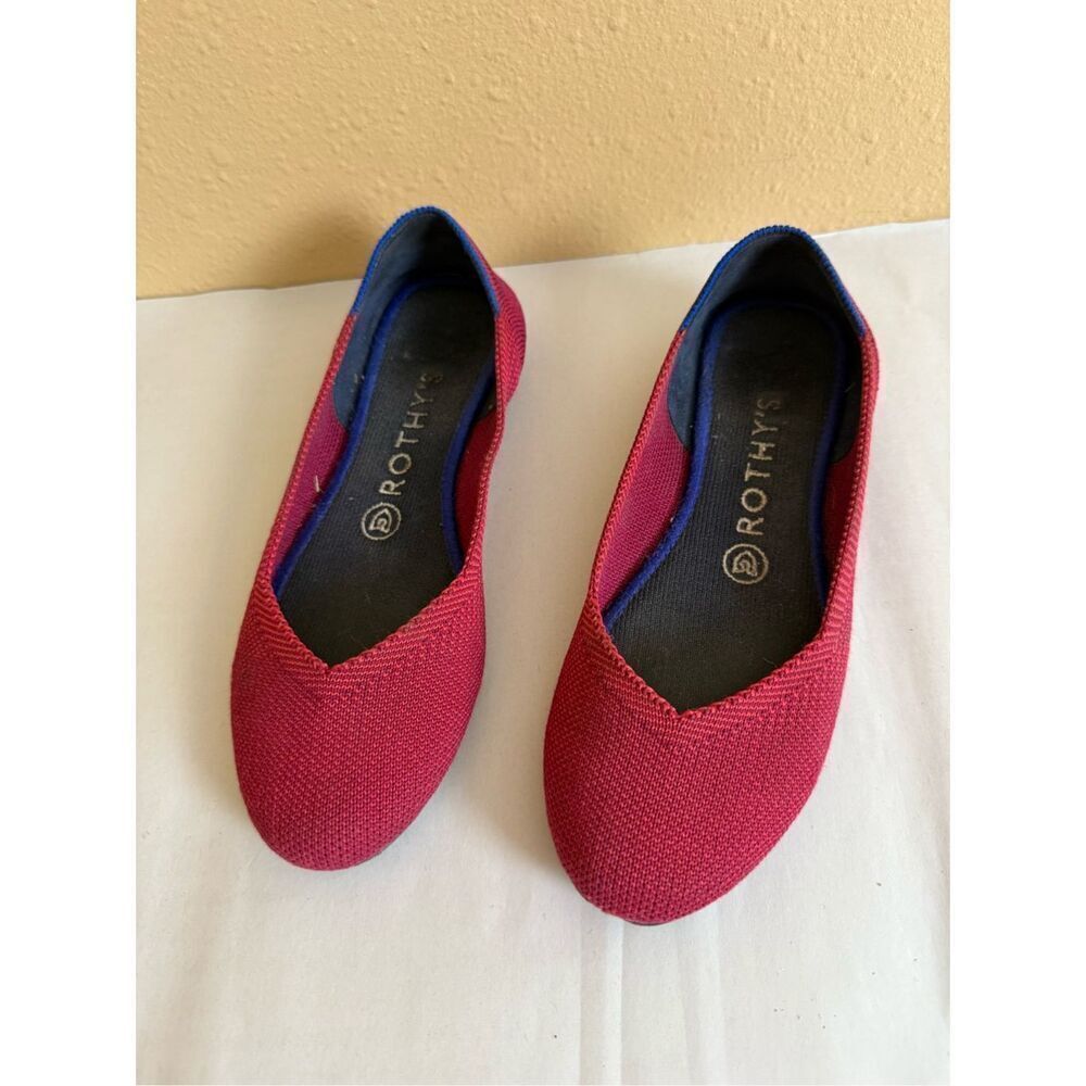 Rothy's The Flat Shoes Round Toe Red Upper Womens Size 6.5